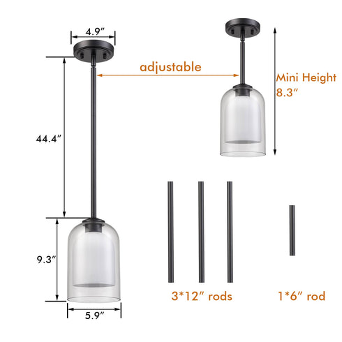Modern Farmhouse Mini Pendant Light Double Bell Glass Shades